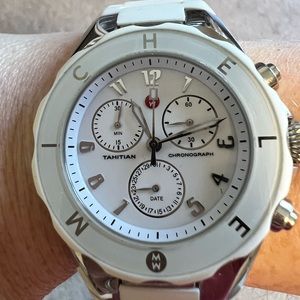 Michele watch with white silicone band (needs new battery)